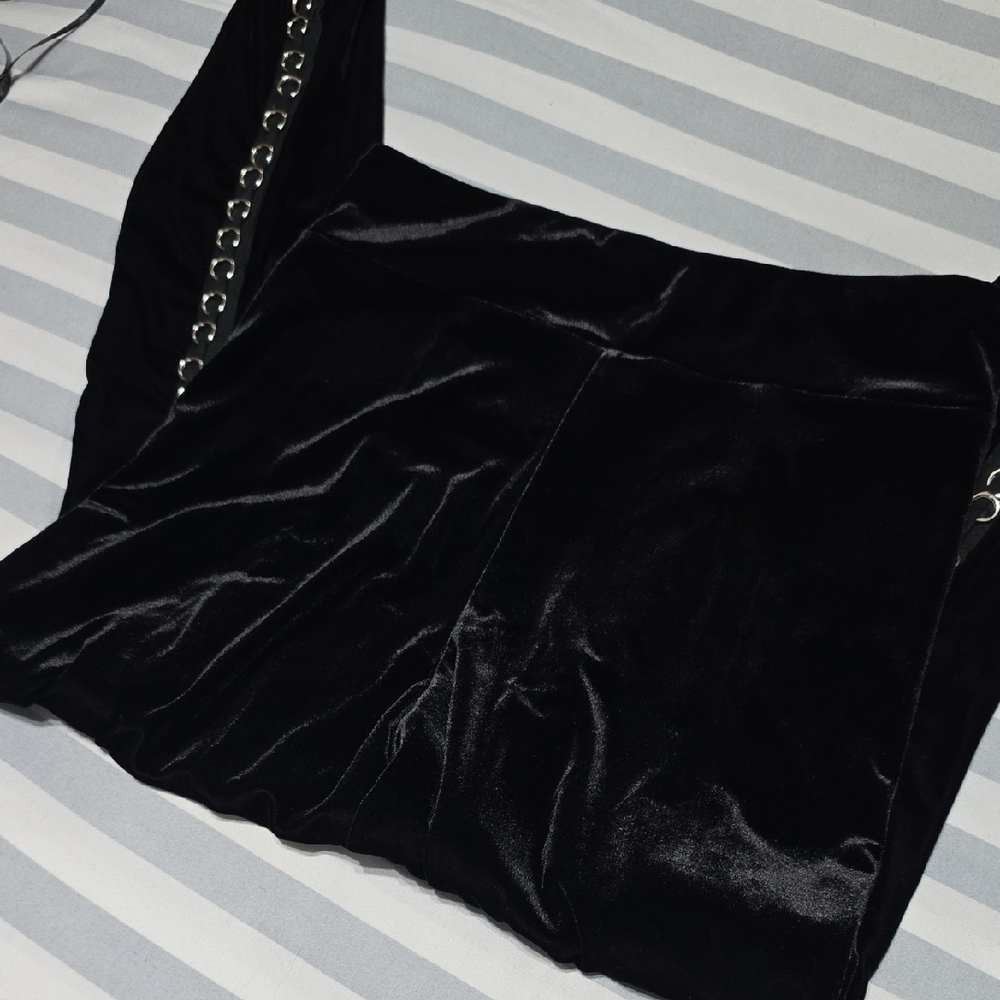 Midnight Hour Black Velvet Pants with Grommet Accents - Picture 6 of 6